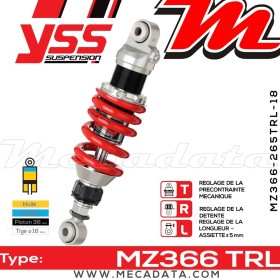 Amortisseur YSS MZ366 TRL ~ Yamaha YZF-R3 A ABS (RH121) ~ Annee 2017 - 2018