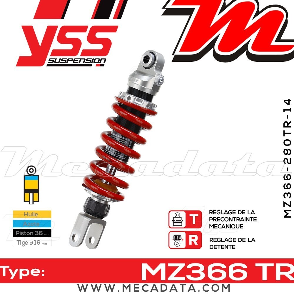 Amortisseur YSS MZ366 TR ~ Yamaha YBR 250 (RG021) ~ Annee 2009 - 2010