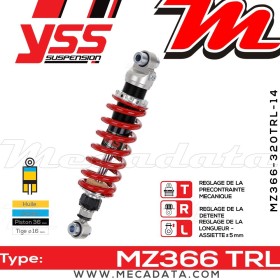 Amortisseur YSS MZ366 TRL ~ Yamaha XZ 550 /S (11U) ~ Annee 1982 - 1984