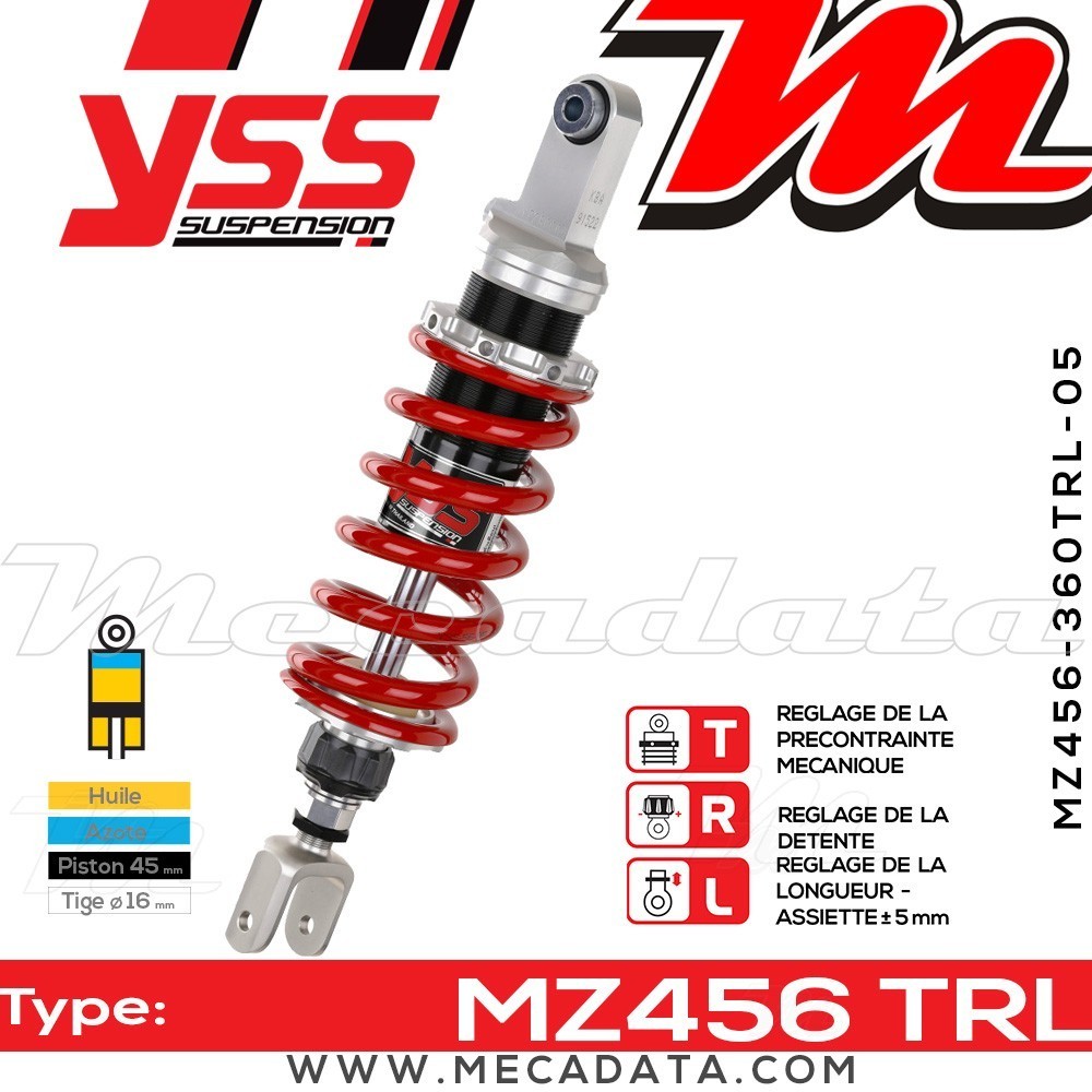 Amortisseur YSS MZ456 TRL ~ Buell XB9R 1000 i.e. Firebolt (XB1) ~ Annee 2002