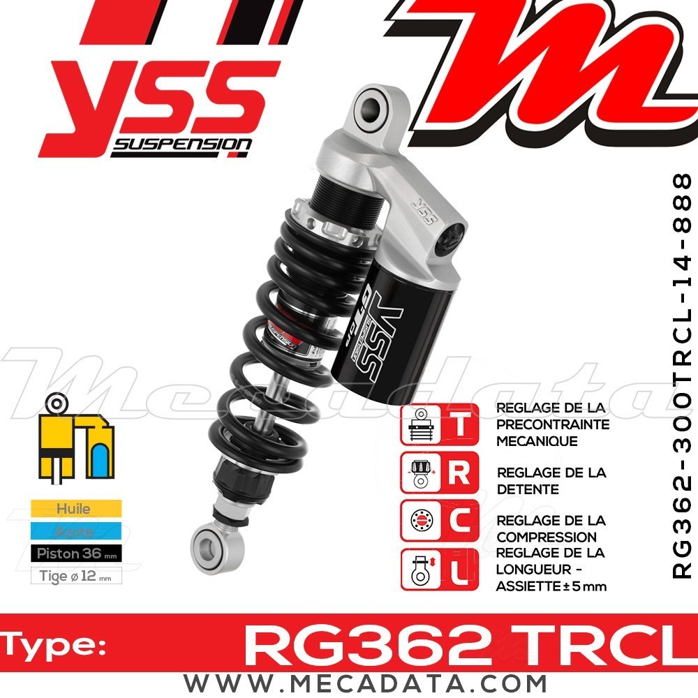 Amortisseur YSS RG362 TRC ~ Yamaha SRX 600 N (1XM) ~ Annee 1987 - 1989