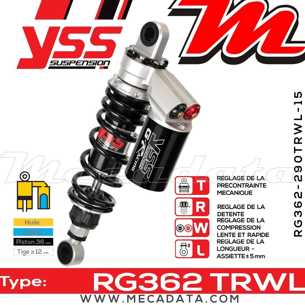Amortisseur YSS RG362 TRW ~ Harley Davidson XL 883 N Sportster Iron ABS (LE2) ~ Annee 2014