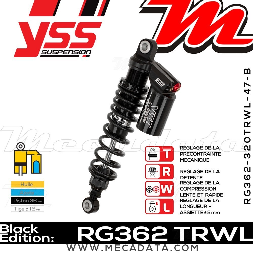 Amortisseur YSS RG362 TRW ~ Yamaha SR 500 SP (48T) ~ Annee 1991