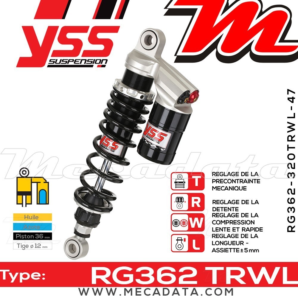 Amortisseur YSS RG362 TRW ~ Yamaha SR 500 SP (48T) ~ Annee 1991