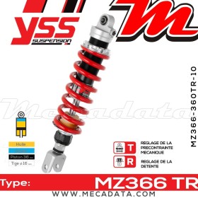 Amortisseur YSS MZ366 TR ~ Buell XB9R 1000 i.e. Firebolt (XB1) ~ Annee 2002