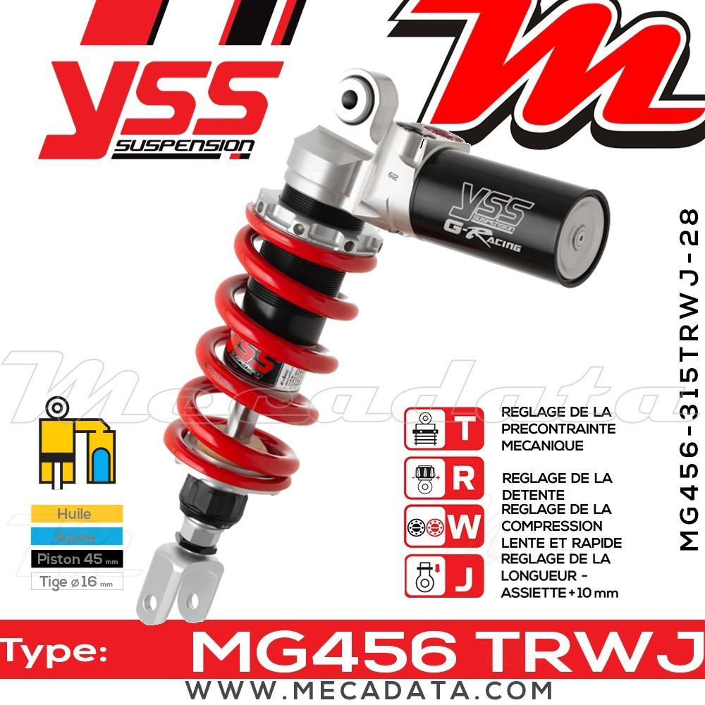 Amortisseur YSS MG456 TRW ~ Honda CBR 1000 RR Fireblade (SC57A) ~ Annee 2005