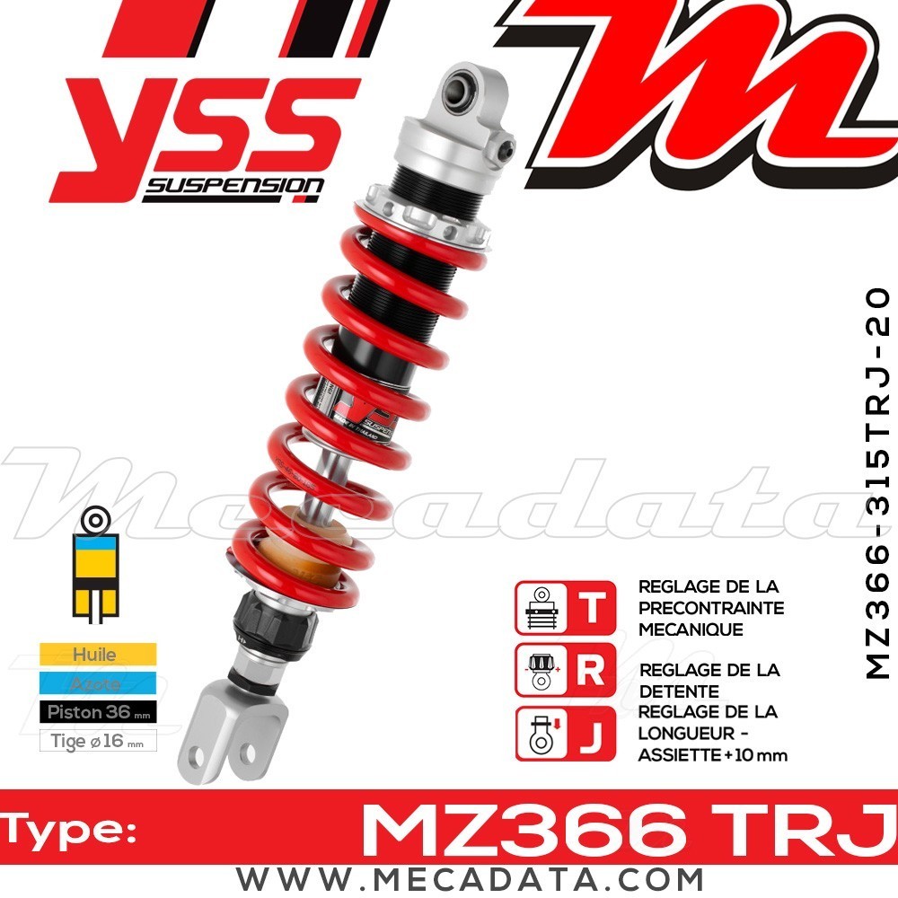 Amortisseur YSS MZ366 TRL ~ Kawasaki Ninja EX 250 R (EX250KKDA) ~ Annee 2009