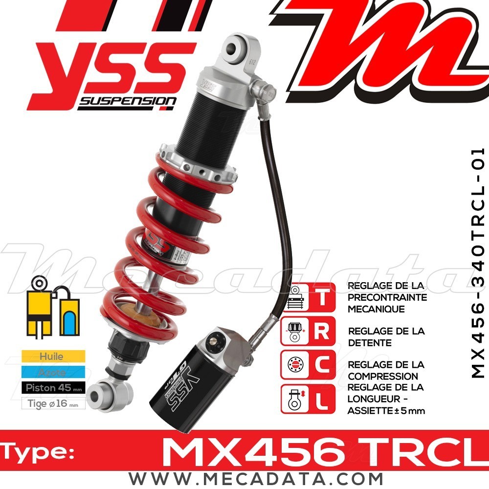 Amortisseur YSS MX456 TRC ~ Kawasaki ZZR 1100 D (ZXT10D) ~ Annee 1994