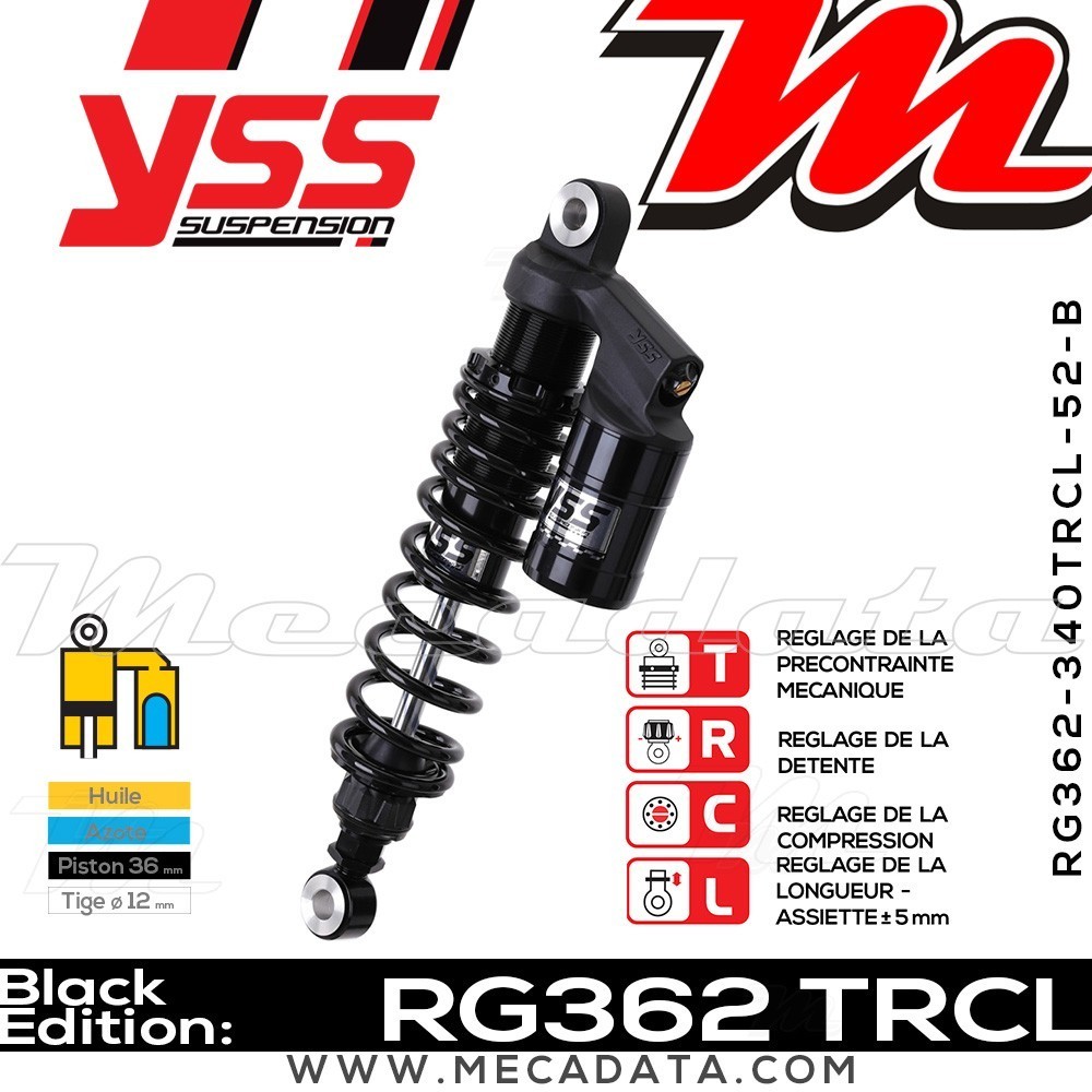 Amortisseur YSS RG362 TRC ~ Triumph Bonneville 865 EFI T100 (986MF) ~ Annee 2008