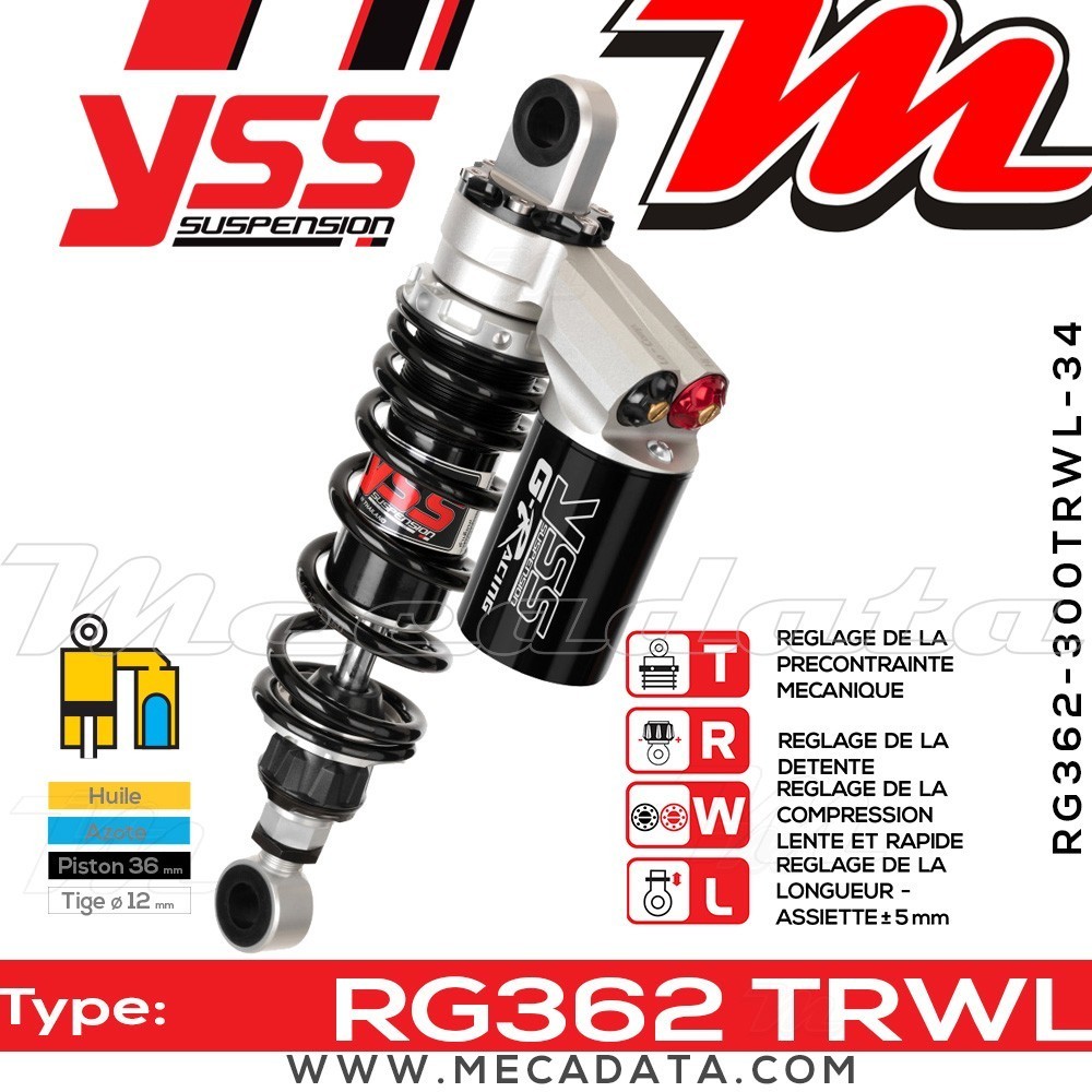 Amortisseur YSS RG362 TRW ~ Yamaha SRX 600 N (1XM) ~ Annee 1987 - 1989