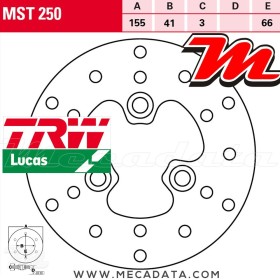 Disque de frein Avant ~ Piaggio 50 Zip Base (SSL) 1995-1996 ~ TRW Lucas MST 250