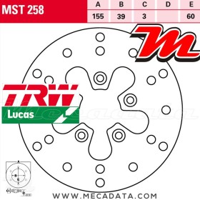 Disque de frein Avant ~ Malaguti F-10 50 Jetline (ZJM39D) 1992+ ~ TRW Lucas MST 258