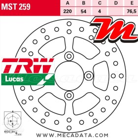 Disque de frein Avant ~ MBK YP 125 Skyliner (SE06) 2001-2006 ~ TRW Lucas MST 259