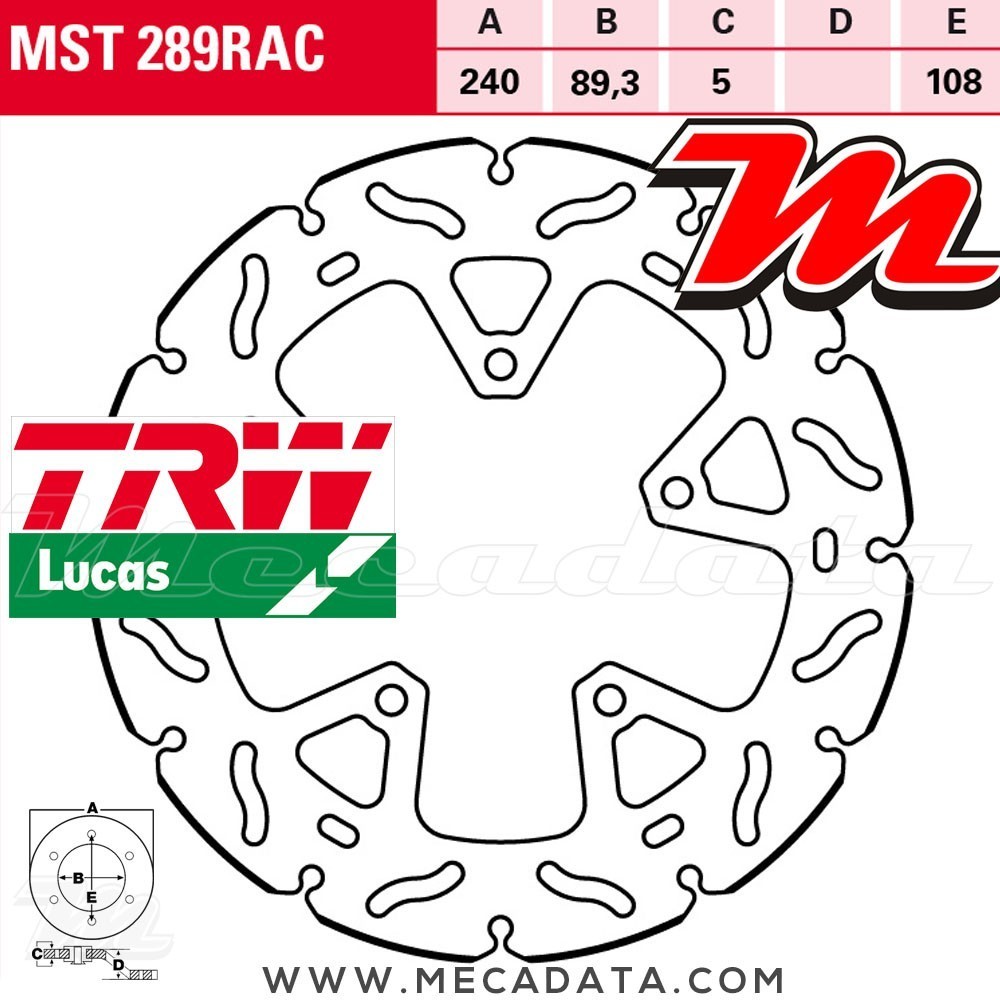 Disque de frein Arrière ~ KTM 1290 Super Duke GT 2016+ ~ TRW Lucas MST 289 RAC 
