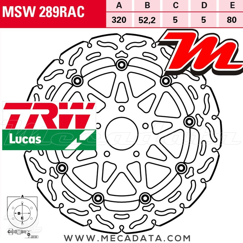 Disque de frein Avant ~ KTM 690 Duke R ABS (KTM Duke) 2013+ ~ TRW Lucas MSW 289 RAC 
