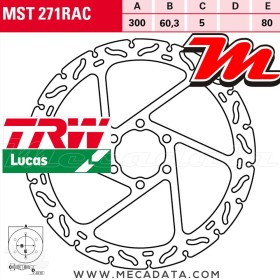 Disque de frein Avant ~ KTM 200 Duke ABS 2012+ ~ TRW Lucas MST 271 RAC