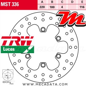 Disque de frein Arrière ~ Kawasaki KLX 650 (LX650C) 1993-2003 ~ TRW Lucas MST 336