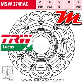 Disque de frein Avant gauche ~ Kawasaki KLE 650 Versys ABS (LE650C) 2010-2014 ~ TRW Lucas MSW 274 RAC
