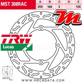Disque de frein Avant ~ Kawasaki KLX 450 R (LX450) 2007+ ~ TRW Lucas MST 308 RAC