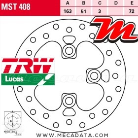 Disque de frein Avant ~ Kawasaki KFX 450 (SF450B) 2007+ ~ TRW Lucas MST 408