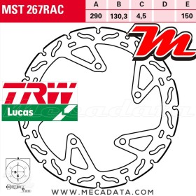 Disque de frein Avant ~ Kawasaki 300 R Ninja ABS (EX300A) 2013+ ~ TRW Lucas MST 267 RAC