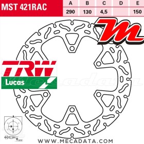 Disque de frein Avant ~ Kawasaki 250 R Ninja (EX250K) 2008-2012 ~ TRW Lucas MST 421 RAC