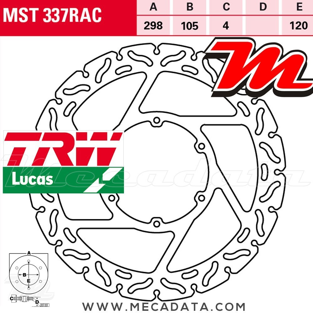 Disque de frein Avant ~ Husqvarna TR 650 Strada, Terra 2012+ ~ TRW Lucas MST 337 RAC 