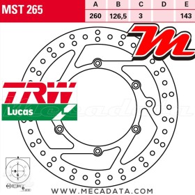 Disque de frein Avant ~ Husaberg FS 400 C (Husaberg FE) 2001+ ~ TRW Lucas MST 265