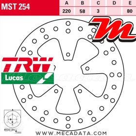 Disque de frein Avant ~ Gilera FXR 180 Runner SP (M08) 1999-2003 ~ TRW Lucas MST 254