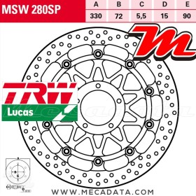 Disque de frein Avant ~ Ducati 1198 R, S, SP (H7) 2010+ ~ TRW Lucas MSW 280 SP