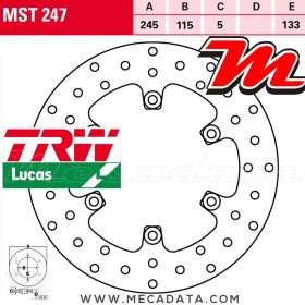 Disque de frein Arrière ~ Ducati 620 Multistrada (A1) 2005-2006 ~ TRW Lucas MST 247