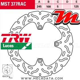 Disque de frein Arrière ~ Ducati S2R 800 Monster (M4) 2006-2007 ~ TRW Lucas MST 377 RAC