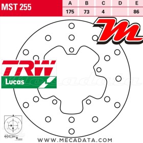 Disque de frein Avant ~ Derbi GP1 50 Race (PR) 2005-2007 ~ TRW Lucas MST 255
