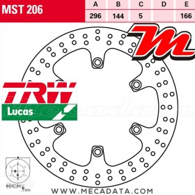 Disque de frein Avant ~ Cagiva 1000 Navigator (M5) 2000-2005 ~ TRW Lucas MST 206