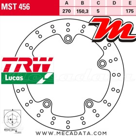 Disque de frein Avant ~ BMW C 650 GT ABS (C65) 2011+ ~ TRW Lucas MST 456