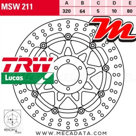 Disque de frein Avant ~ Aprilia RSV4 1000 R, Factory (RK) 2009-2010 ~ TRW Lucas MSW 211