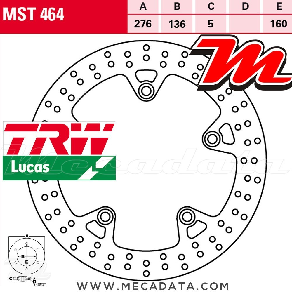 Disque de frein Arrière ~ BMW R 1200 GS LC (R12W) 2013-2015 ~ TRW Lucas MST 464 