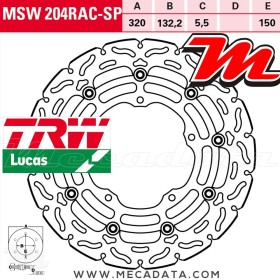 Disque de frein Avant ~ Yamaha YZF 1000 R1, R1M (RN32) 2015-2016 ~ TRW Lucas MSW 204 RAC