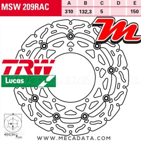 Disque de frein Avant ~ Yamaha YZF 1000 R1, TCS (RN22) 2012-2014 ~ TRW Lucas MSW 209 RAC