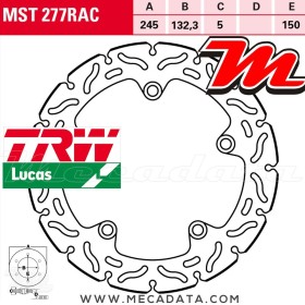Disque de frein Arrière ~ Yamaha MT-07 700 (RM04) 2014+ ~ TRW Lucas MST 277 RAC