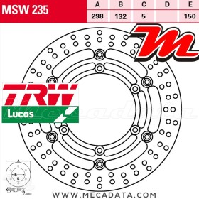 Disque de frein Avant ~ Yamaha XVS 650 Drag Star (4VR/XR) 1997-2004 ~ TRW Lucas MSW 235