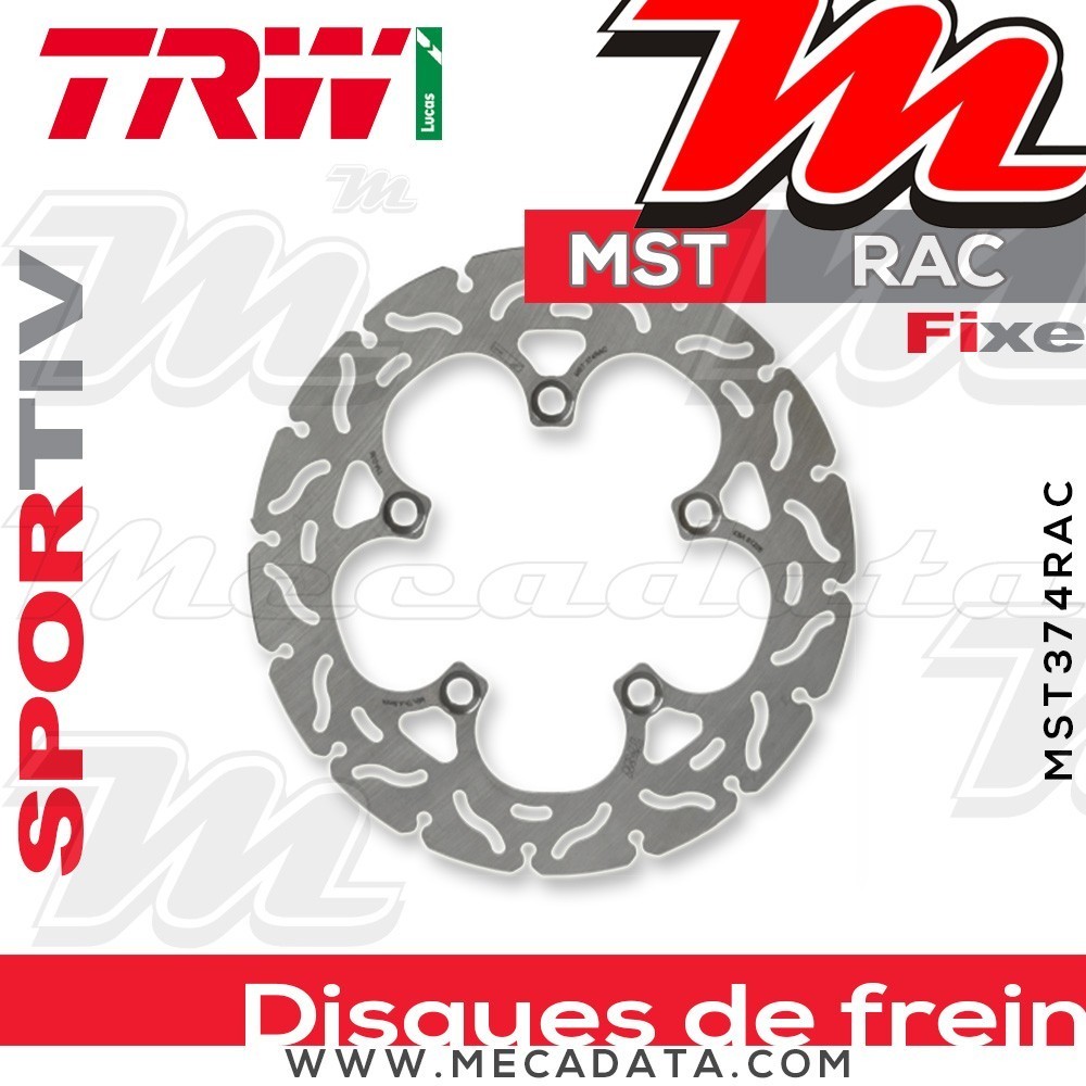 Disque de frein Arrière ~ Yamaha FZ6 600 SA Fazer ABS (RJ14) 2007-2008 ~ TRW Lucas MST 374 RAC