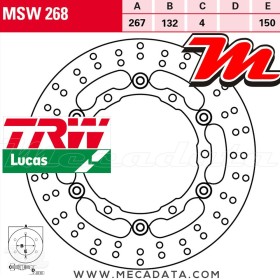 Disque de frein Avant ~ Yamaha XP 500 T-Max, ABS (SJ06) 2008-2012 ~ TRW Lucas MSW 268