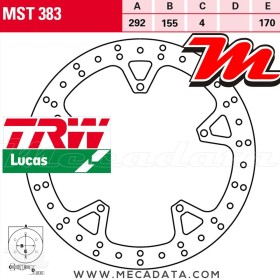 Disque de frein Avant ~ Yamaha YZF-R 125 (RE06) 2008-2013 ~ TRW Lucas MST 383