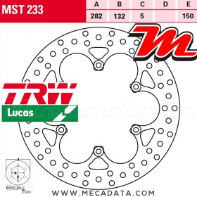 Disque de frein Avant ~ Yamaha XVS 125 Drag Star (VE01) 2000-2004 ~ TRW Lucas MST 233