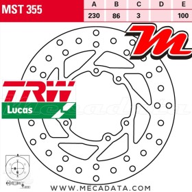 Disque de frein Avant ~ Yamaha DT 125 RH, RN (DE03) 1999-2003 ~ TRW Lucas MST 355