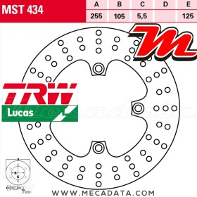 Disque de frein Arrière ~ Triumph 865 Bonneville T214 (986MF) 2015+ ~ TRW Lucas MST 434