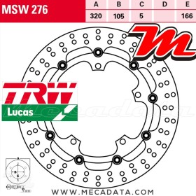 Disque de frein Avant ~ Triumph 1050 Sprint GT (215ND) 2010-2013 ~ TRW Lucas MSW 276