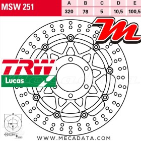 Disque de frein Avant ~ Triumph 955 Speed Triple (T509) 1999-2001 ~ TRW Lucas MSW 251