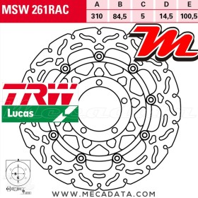 Disque de frein Avant ~ Triumph 650 Daytona (865LX) 2005 ~ TRW Lucas MSW 261 RAC